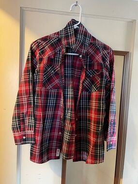 Red and Black Plaid Button-Up Shirt